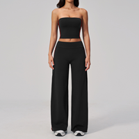 Combinaison de yoga sans bretelles pour femmes, pantalon large taille haute, dos ouvert, tenue de sport et de fitness avec coussinets intégrés