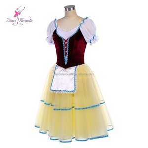 26005 Body da Danza Romantica in Tulle Morbido <span class=keywords><strong>Giallo</strong></span> con Corpetto Bordeaux - <span class=keywords><strong>Tutù</strong></span> da Balletto - Product Image 4