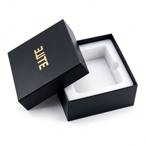 Boîtes à couvercle amovible en carton rigide noir à deux pièces avec logo personnalisé, matériaux recyclés, boîte cadeau de luxe en carton pour bijoux - Product Image 5