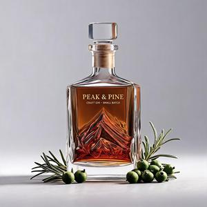 Bouteille de luxe 750 ml en verre super-cristallin en forme de volcan avec bouchon, vide, pour spiritueux, liqueur, whisky, brandy, carafe personnalisée, vente en gros directe usine - Product Image 2