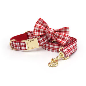 Tiktok Followers Pet ultimo 2025 simpatico cane guinzaglio viola e verde con fibbia in metallo Plaid collare per cani in cotone papillon per cani - Product Image 4