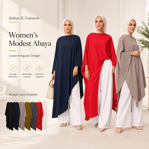 Set Musulmano in Due Pezzi Stile Turco con Logo Personalizzato, Abaya Irregolare Modesta e Pantaloni a Gamba Larga, Abbigliamento Islamico da Donna OEM - Product Image 1