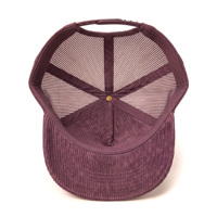 Casquette de baseball structurée à 5 panneaux en velours côtelé violet vintage style western personnalisée avec logo brodé pour l'extérieur