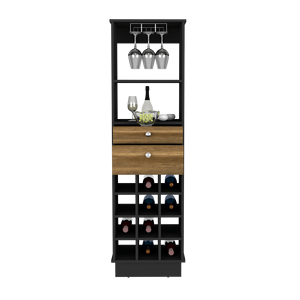 Bureck Bar <b>Cabinet</b> for Living Room Black/<b>Walnut</b> Color Scheme - Product Image 5