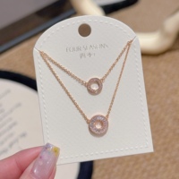 Kalung Liontin Zirkon Lingkaran Dua Lapis Bahan Tembaga, Laris Manis, Perhiasan Wanita Sehari-hari, Grosir
