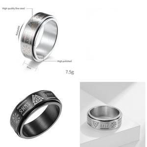 Anillo <span class=keywords><strong>de</strong></span> Pareja <span class=keywords><strong>de</strong></span> Acero <span class=keywords><strong>de</strong></span> Titanio Giratorio con Texto Vikingo Nórdico <span class=keywords><strong>2022</strong></span>, Runa, Meditación, Descompresión, Anillo <span class=keywords><strong>de</strong></span> Acero Inoxidable para Hombre - Product Image 5