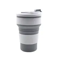 Оптовая продажа, многоразовая силиконовая складная дорожная кофейная кружка с крышкой