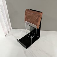 Étagère de présentation multi-niveaux en acrylique transparent, idéale pour l'affichage et l'organisation des sacs pour hommes et femmes sur les comptoirs de vente au détail