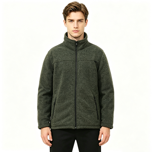 Custom Logo Men's Spring Heated Warm Polyester Knit Fleece Jacket Waterproof Windbreaker Outdoor Sports