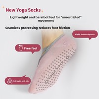 Nouvelles chaussettes de yoga et de danse en polyester tricoté, couleur unie, à bords gris, à sangles croisées, séchage rapide, best-seller du fabricant