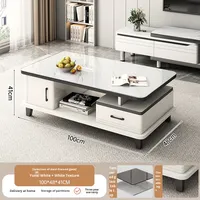 Nouvelle table basse en verre trempé de luxe haut de gamme 2025, petite table basse pour appartement, espace de rangement, style moderne simple, meubles de maison en pierre