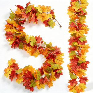 Guirlande de feuilles d'érable artificielles Ningxiang 100cm-200cm, fleurs en soie pour décoration intérieure automne, Thanksgiving, Halloween, récolte - Product Image 1