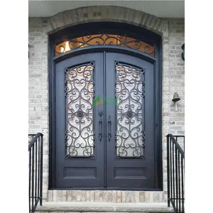 Main entrance security grilled wrought iron door for New Orleans clients