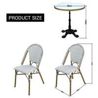 Ensemble de table et de chaises de jardin en rotin, style bistrot français vintage, en aluminium, pour café, restaurant, extérieur