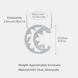 Collier en argent sterling 925 avec moissanite, motif lune et montagne, design semi-circulaire, minimaliste, tendance, pour fiançailles et mariage, pour femme - Product Image 6