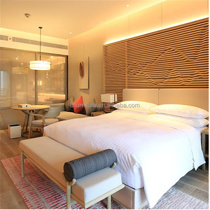 Custom <b>Cheap</b> Wooden King Size Hotel <b>Bed</b> Frame & <b>Mattress</b> With Nightstand Headboard & Ottoman For Modern 3 Star Hotel Bedroom <b>Set</b> - Product Image 6