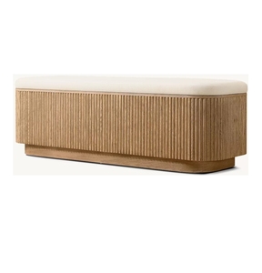 RH White <strong>Oak</strong> Vertical Pattern <strong>Storage</strong> Bed End <strong>Bench</strong> - Product Image 4