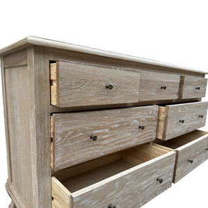 Sg310 צרפתי בסגנון עתיק עץ אלון מלא ארון אחסון החזה 7 מגירות לסלון חדר אוכל - Product Image 3