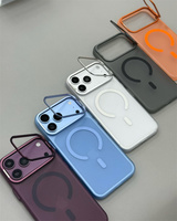 Coque de téléphone magnétique translucide mate transparente de haute qualité OEM personnalisée avec support invisible et protection de l'appareil photo pour iPhone 17 18 Pro Max