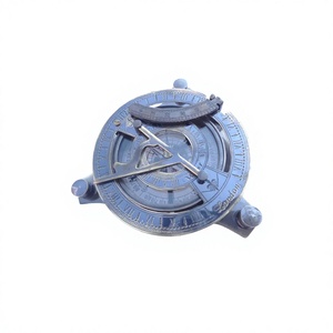 Vintage Marine West London Latón Triángulo Reloj de sol Brújula Decoración náutica antigua Soporte de bolsillo de cuero para puntero de camping - Product Image 3