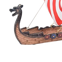 Ornement de bateau viking en résine personnalisé, bateau dragon 3D, modèle de voilier de style nordique peint à la main, décoration d'intérieur en gros, objet de collection