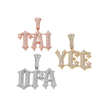 Collier chaîne avec pendentifs lettres personnalisables DIY Hip Hop 26 pièces en laiton et zircon cubique, bijoux tendance