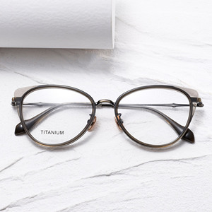 Titanium Oval Full Rim <b>Eyeglasses</b> Solid Color Unisex Lightweight Vision Correction <b>Frames</b> for Adults - Product Image 1