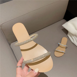 Summer Fashion Rubber Slipper Women Flats Slides Shoes Sandalias Planas New Bling Rhinestone Flat Toe <b>Sandals</b> and Slippers - Product Image 3
