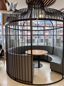 Grande cage à oiseaux en acier inoxydable de style européen, mobilier de restaurant moderne pour la décoration intérieure des cafés et restaurants - Product Image 6