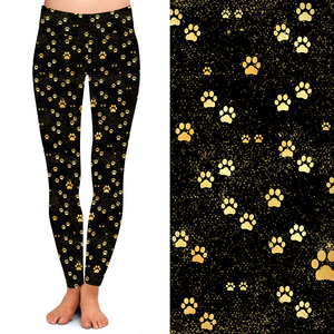 Leggings Estampados para Mujer, Cintura Alta Elástica, Largos, con Estampado de Huellas de Perro, Color Rosa y Blanco, Tela Súper Suave, Gran Venta - Product Image 5