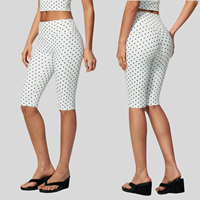 Leggings Capri en Polyester Spandex Imprimé à Pois pour Femme, Taille Haute, Effet Push-Up, Drapé, Sculptant 3D, Pantalon de Yoga Court Sportif