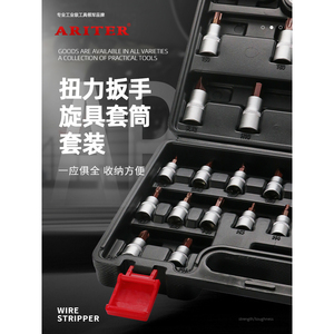 Jeu de douilles pour clé dynamométrique Ariter 1/4 3/8 1/2 pouce, douilles Phillips, plates, Torx, Allen, kit d'outils - Product Image 1