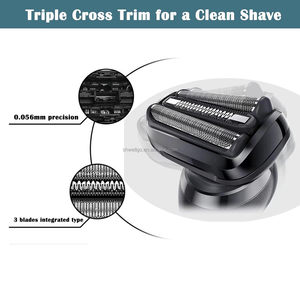 Tête de <span class=keywords><strong>rasoir</strong></span> électrique de remplacement en acier inoxydable pour <span class=keywords><strong>Braun</strong></span>, accessoire noir 53B Série 5/6, avec grille et lame de coupe - Product Image 2