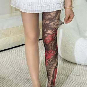 पेनी फूल पैर टैटू स्टॉकिंग ई ओकेओ डिजिटल प्रिंटिंग पुष्प पैटर्न पसीने-शोषक गर्मियों में पतली यूनिसेक्स पेंटिहोज - Product Image 1