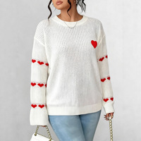 Pull d'hiver unisexe grande taille en fil acrylique style euro-américain 2026 avec broderie cœur, design décontracté