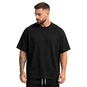 T-shirts unis en gros 280 g/m² en coton épais, personnalisables en vrac pour hommes, directement de l'usine OEM - Product Image 1