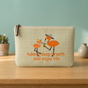 Bolsa de Cosméticos de Algodón Estampado con Diseño de Flamenco y Frase Inspiradora |   Bolsa Organizadora de Maquillaje y Viaje con Cierre - Product Image 6