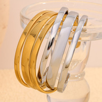 Pulsera Simple Joker N&S para Mujer, Chapada en Oro de 18K, Acero Inoxidable, Pulsera Doble con Estilo de Nicho de Temperamento Moderno