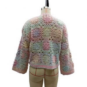 Cardigan da <span class=keywords><strong>Donna</strong></span> Boho all'Uncinetto Personalizzato OEM & ODM 2026, Maglieria Fatta <span class=keywords><strong>a</strong></span> <span class=keywords><strong>Mano</strong></span>, Poncho Lavorato <span class=keywords><strong>a</strong></span> Maglia - Product Image 3