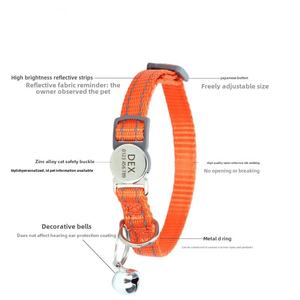 Collares ajustables de poliéster para gatos y perros con campana pequeña, color sólido duradero y patrón de rayas - Product Image 4