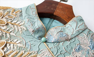 FMY工厂定制女式珠饰提花连衣裙，新中式，高端优雅，高贵淑女旗袍裙65983 - Product Image 6