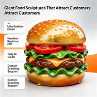 Sculpture alimentaire en fibre de verre sur mesure de grande taille, en forme de hamburger et de pizza simulés, pour festivals culinaires, parcs d'attractions et magasins de détail