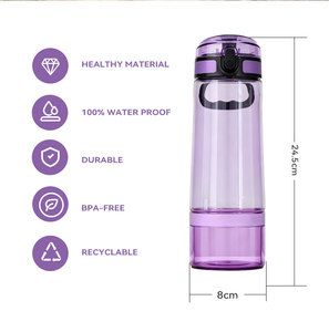 Бутылка для воды 2-в-1 (500 мл + 150 мл) с контейнером для закусок, без бисфенола А, с носиком и ручкой, для индивидуализации, спортивная фляга - Product Image 3