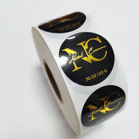 Autocollant de marquage à chaud doré de qualité supérieure, fond noir personnalisé, cercle de 4 cm, autocollants en vinyle découpés résistants à l'eau et durables pour logo