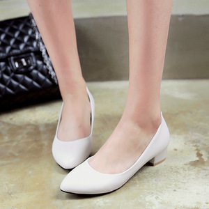 Nouveautés Xuanhui – Escarpins professionnels confortables à talon bas de 3,5 cm, bout pointu, blancs, grandes tailles 41-47 pour femmes - Product Image 6