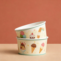 Gobelets à glace jetables écologiques à paroi simple avec logo personnalisé imprimé, 3oz/5oz/8oz, pour yaourt glacé et desserts, avec couvercles