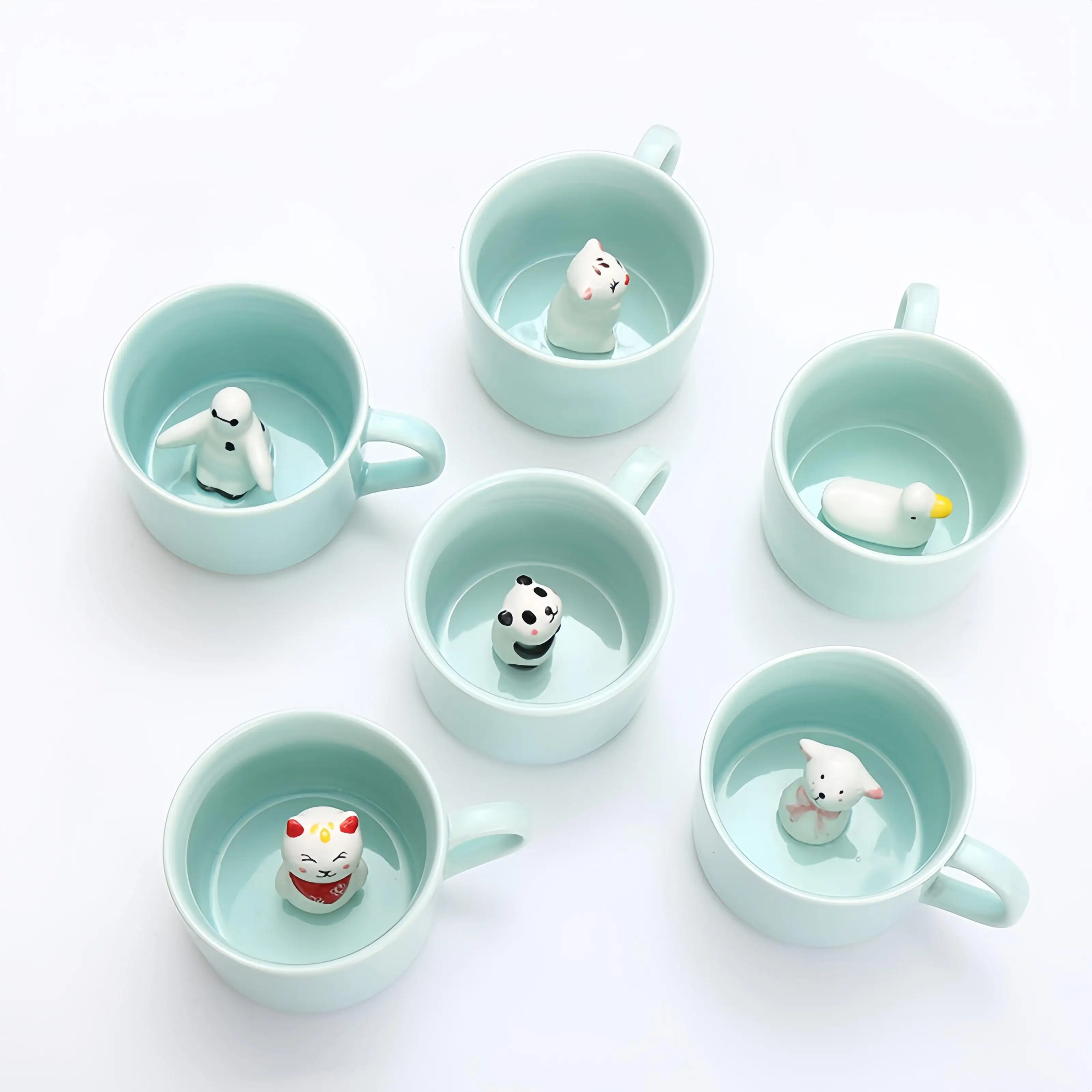 Mug keramik kreatif hewan kartun 3D, Mug Panda Mug patung buatan tangan lucu untuk anak-anak kejutan ulang tahun Natal