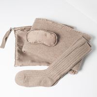 Ensemble de voyage en cachemire 100% cachemire, couverture tricotée chaude de luxe personnalisée par le fournisseur, masque pour les yeux, chaussettes, confortable, mélange de cachemire, avec sac de rangement