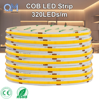 Tira de LED FCOB de Longitud Personalizada, Cinta LED Flexible de 12V, 8mm de Ancho, IP20, Decoración de Interiores, Luz sin Puntos