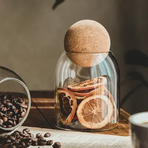 Pot en verre Borosilicate avec couvercle en liège, stockage des aliments, ustensiles de cuisine